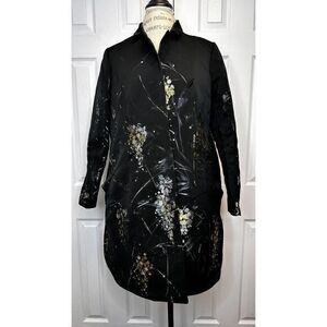 Lafayette 148 Black Jacqaurd Coat Jacket size 10